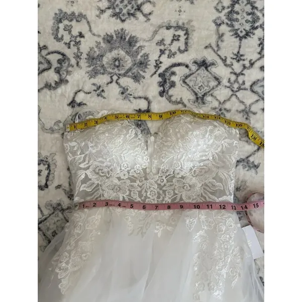 Lulus Mine, All Mine White Embroidered Organza Strapless A-Line Gown Size Medium - Image 8