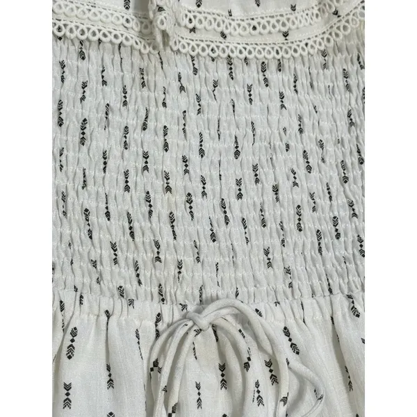 Lost + Wander Womens Size S White Boho Smocked Mini Dress Spaghetti Strap Tassel - Image 11