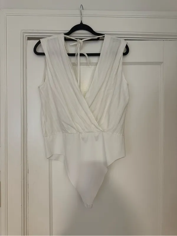 Zara White Cotton Wrap Bodysuit - Image 5