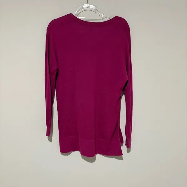 Crown & Ivy wool blend V neck sweater pink purple size‎ medium - Image 2