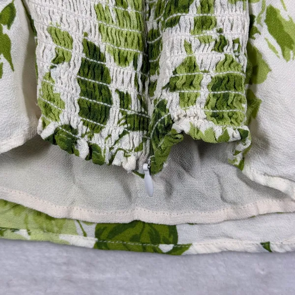 Reformation Green Floral‎ Tie Strap Smocked Back Viscose Cami Top Size 8 - Image 8