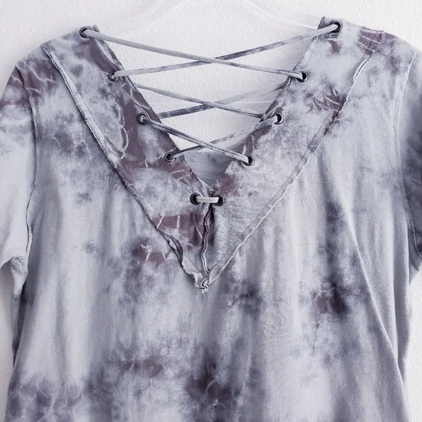 Affliction Amber's Creek Tie Dye Edgy Short Sleeve Top - Image 7