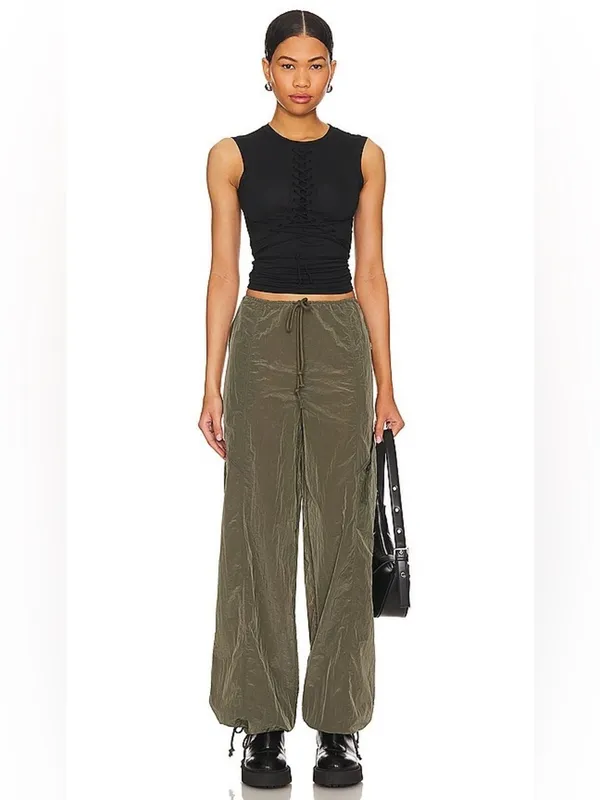 NWT Lovers + Friends Noah Cargo Pants Wide Leg in Olive Green Size XS - Image 6