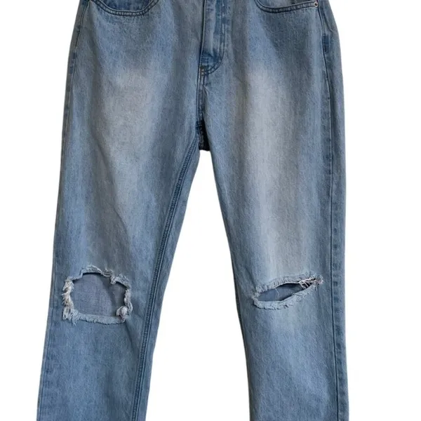 Princess Polly Light Wash High Rise Distressed Straight Leg Jeans‎ Size 6 - Image 6