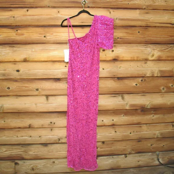Mac Duggal 10912 Womens Pink EMBELLISHED PUFF ONE SHOULDER COLUMN GOWN - Image 11