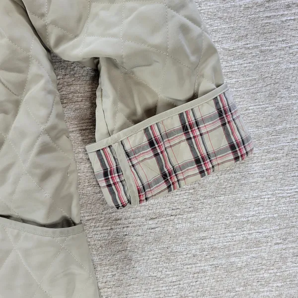Julia Klein Quilted Jacket Large Beige Plaid Lined Preppy Equestrian Barn Coat - Image 15