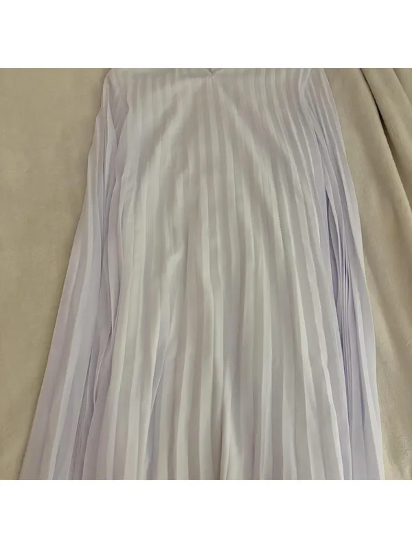 White pleated dress with vertical pleats and adorable built in cape!! - Image 2