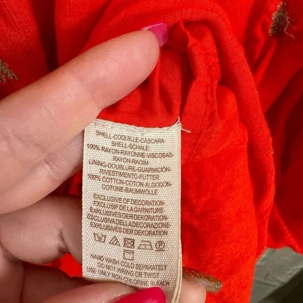 Free People Sweet Tennessee Red Tan Embroidered Long Sleeve Dress - Image 7