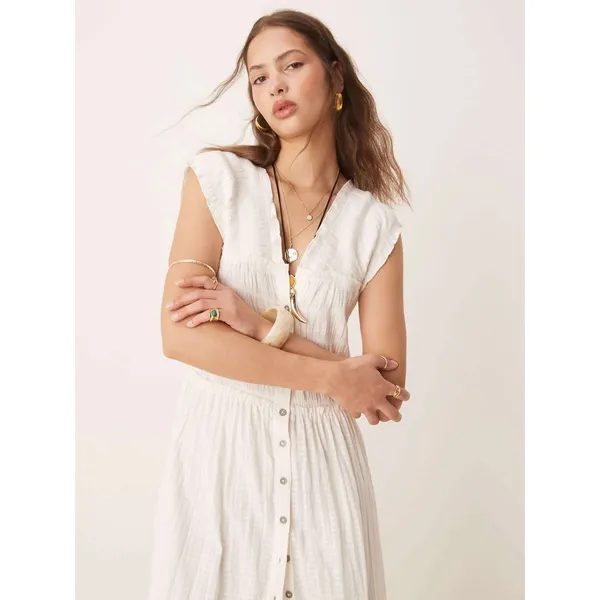 Free People Ethereal Cottage Desert Dazed Midi Dress Maxi Top Ivory Small Boho - Image 13