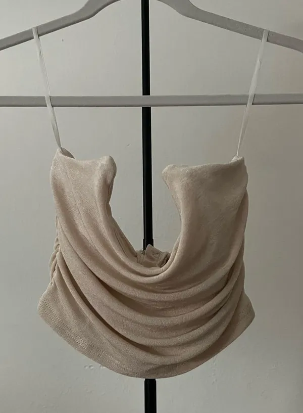 Draped Cowl Neck Corset Strapless - Image 2