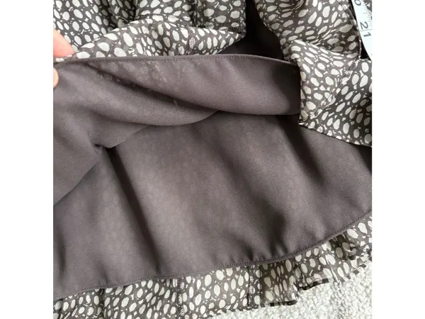 Charter Club Brown Cream Printed Pleated Midi 100% Silk Skirt Lined Flowy Sz 6 - Image 7
