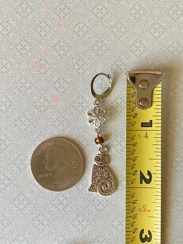 Handmade antique silver tone cute boho cat flower earrings🌸 - Image 7
