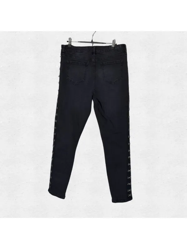 Faded Black Silver Hook Midrise Skinny Jeans Blackheart 13 10 Edgy Punk Goth Alt - Image 5