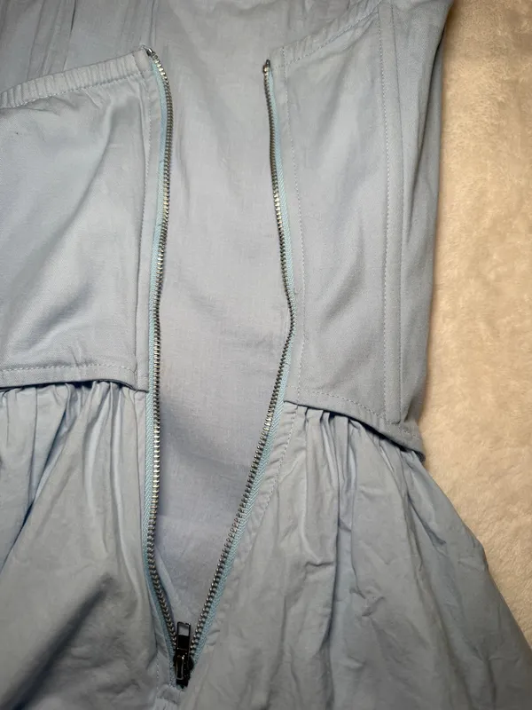 BABY PINK Declan Corset Babydoll Strapless Mini Dress Lt Blue L - Image 6