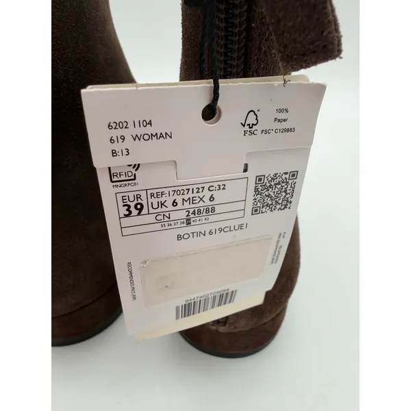 Mango Chocolate Brown Supple Bovine Suede Leather Round Toe Ankle Boots 8.5 - Image 6