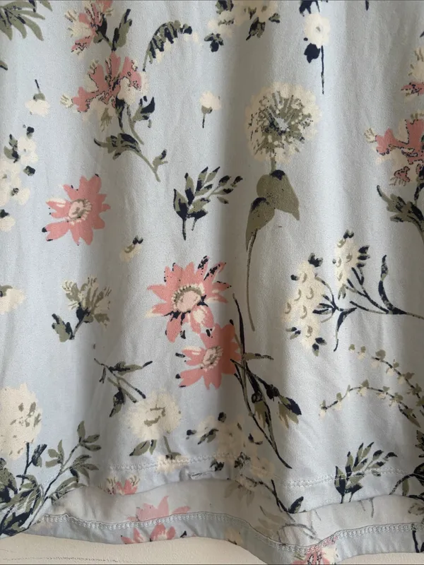 Lucky Brand Pale Blue Floral Short Sleeve Tee with Pink Blooms - Image 2