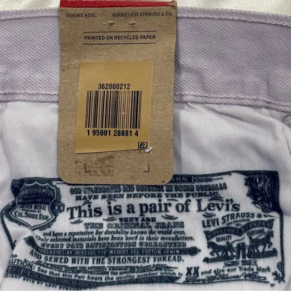 NWT Levi’s 501 Cropped Jeans 30x26 Light Purple Straight Leg Pastel Festival - Image 8