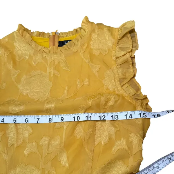 Lulus Women's‎ XS Yellow Floral Ruffle Sleeveless Mini Dress - Image 10