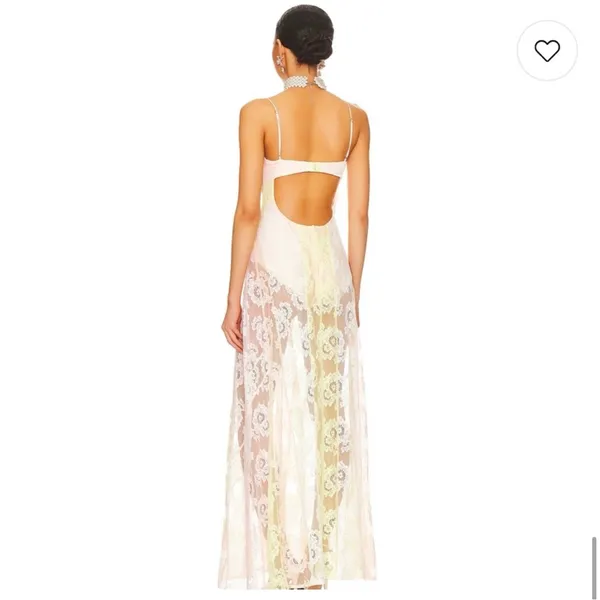 For Love & Lemons Lace Floral Maxi Gown Pastel Multi Pink Yellow NWT M - Image 5