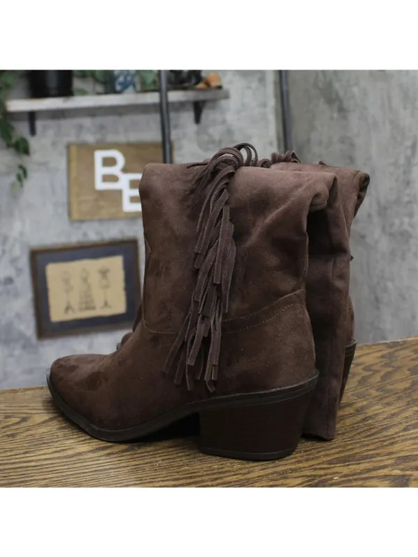 Universal Thread Patsy Tall Fringe Western Boots Cowgirl Chocolate Brown 11M - Image 3