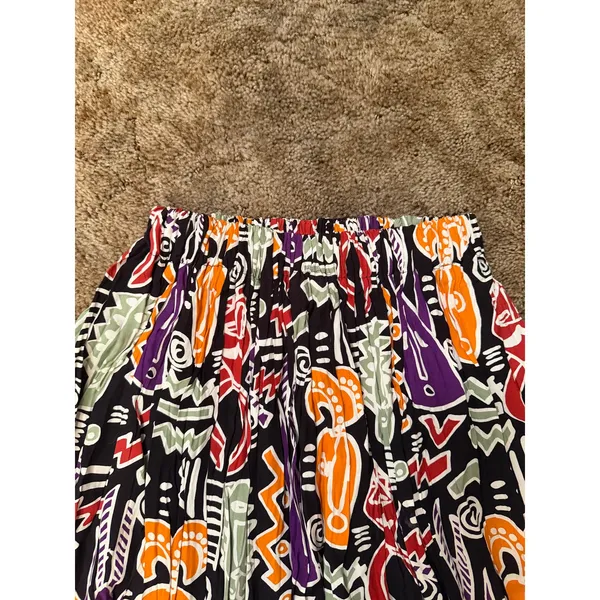 Vintage Rebecca Thomas 90s Rayon Tribal Maxi Skirt Artsy Boho Size Whimsygoth - Image 4