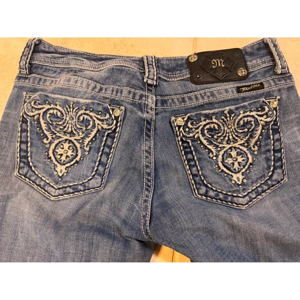 Miss Me JP5341B Bootcut Jeans Medium‎ Wash Embroidered Rhinestone Womens 30 - Image 8