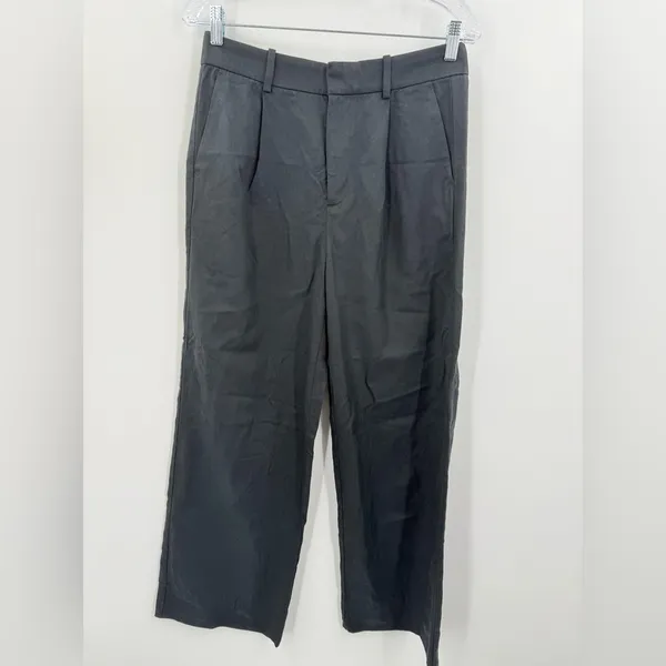 Madewell Women's Linen Blend Black Pleated Trouser Pant Slouchy Straight Size 2‎ - Image 2