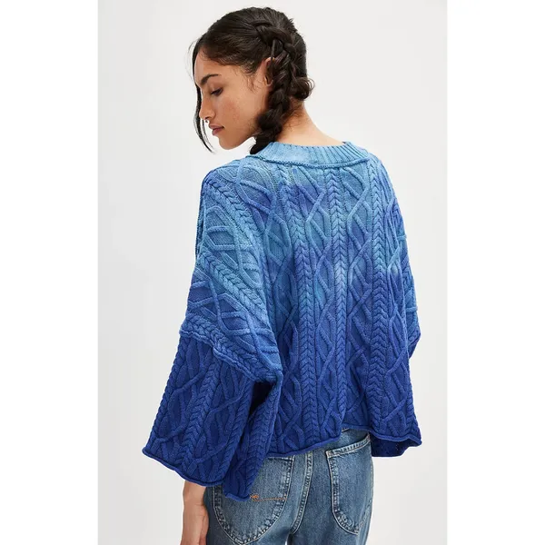 FREE PEOPLE Washed Ashore Sweater in Bellweather Blue Size XS - Image 3