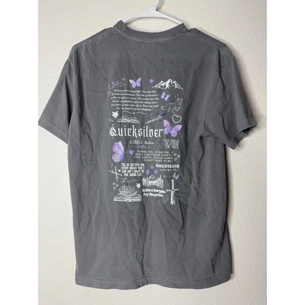 Quicksilver‎ Bookish Graphic T-Shirt Gray Medium - Image 2