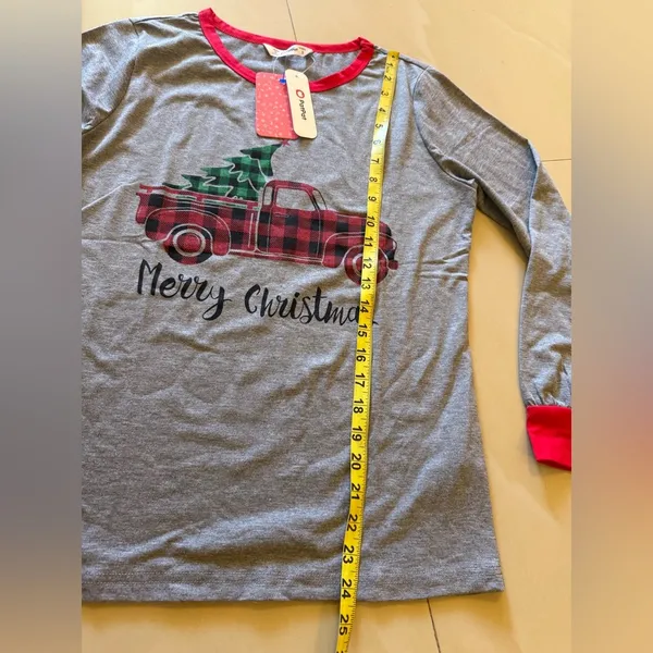 PatPat Women Christmas Pajamas Set red gray comfy size small spandex polyester - Image 7