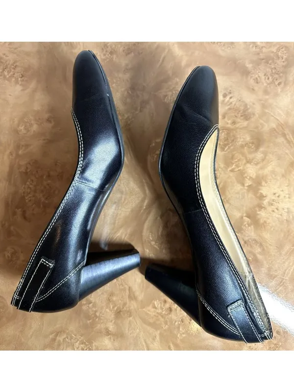 Lauren Ralph Lauren Salma Black Leather Pumps Buckle Detail Women's 8B - Image 5