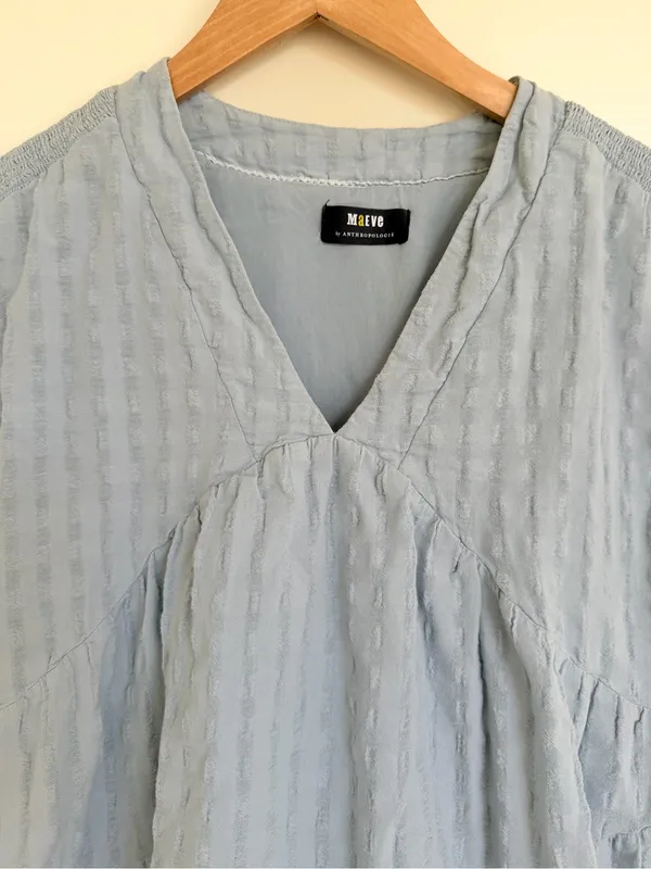 Anthropologie Maeve Juliet Tiered Tunic Dress Blue M - Image 4