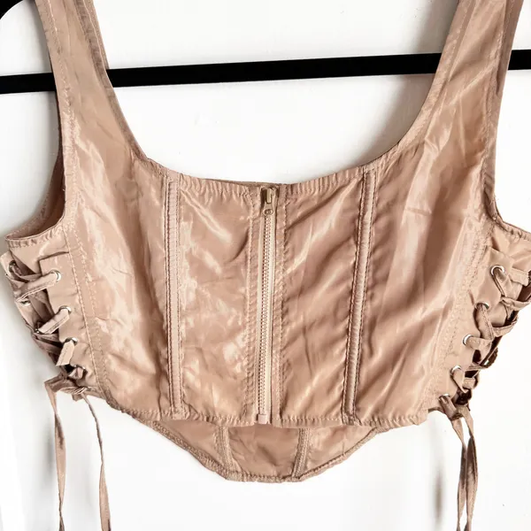 Halfheart Side Lace Up Bustier Crop Going Out Top Sexy Renaissance Feminine M - Image 8