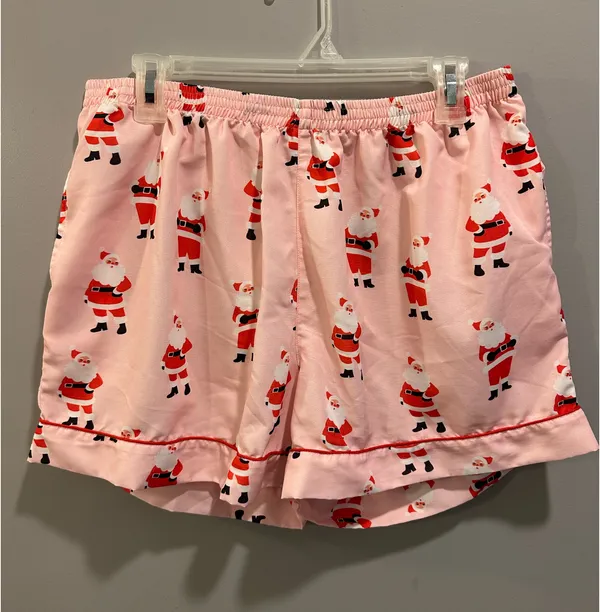Mud Pie Christmas Holiday Santa Claus Piped Pajama Shorts - Image 5