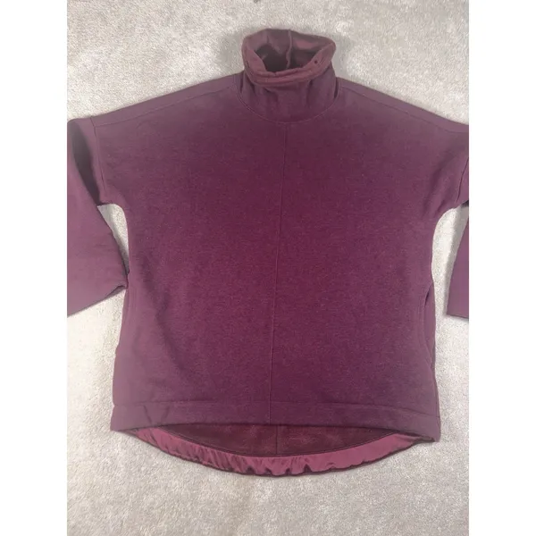 Athleta Cozy Karma Funnel Neck Sweatshirt Womens M Burgundy Fleece Lined - Image 2