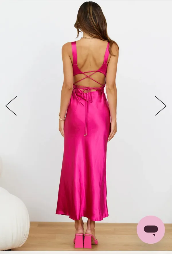 Hello Molly Hot Pink Satin Midi Dress - Image 2