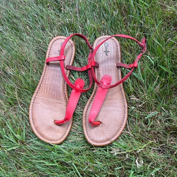 Red Sandals Brown Size 6 - Image 2