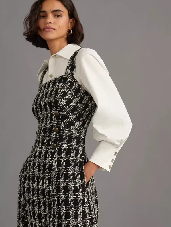 Maeve by Anthropologie Black and White Tweed Mini Dress - Size - 10 - Image 4