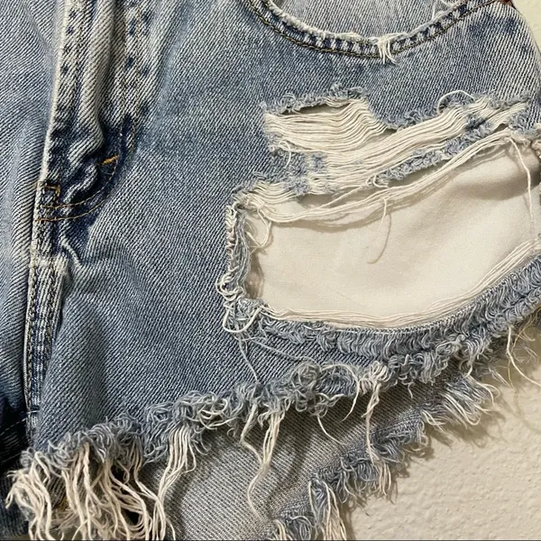 Furst of a Kind Distressed Cut Off Jean Shorts Womens S Festival Denim - Image 10