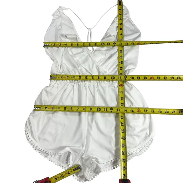 Topshop White Ruffle Trim Open Back Romper Size Small NWT  - Image 12