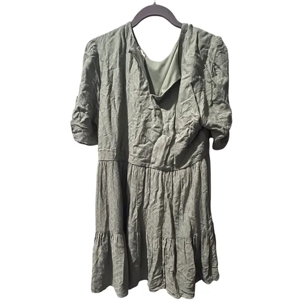 Altar'd State Frankie Sage Textured Babydoll‎ Mini Dress Puff Sleeve - Image 2