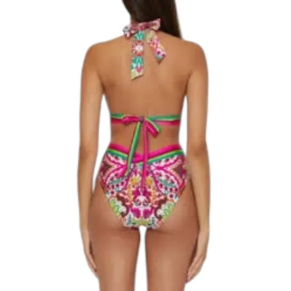 Trina Turk Hawaiian Garden Border Halter Plunge One Piece Swimsuit - Image 3