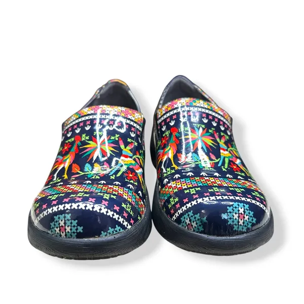 Dansko Winona Clogs Navy Multicolor Patent Folk Art Boho Womens EU 39 US 8.5-9 - Image 7