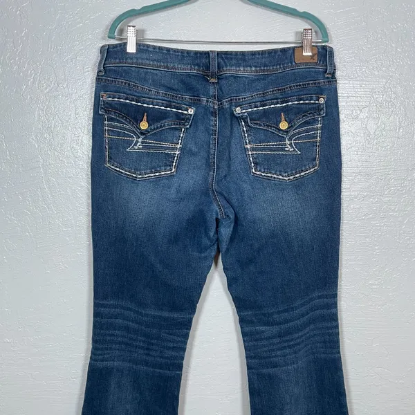 American Eagle Women 16 Kick Boot Jeans Western Cowgirl Festival Stretch Blue - Image 8