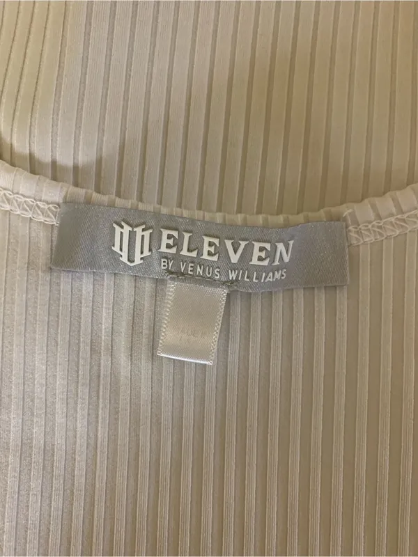 Eleven By Venus Williams White Ribbed Square Neck Tank Top Tennis Athleisure S - Image 4