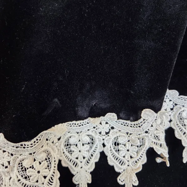 Vintage Ultra Dress New York Black Velvet Maxi Dress Lace Trim Grandma 90s 12 - Image 11