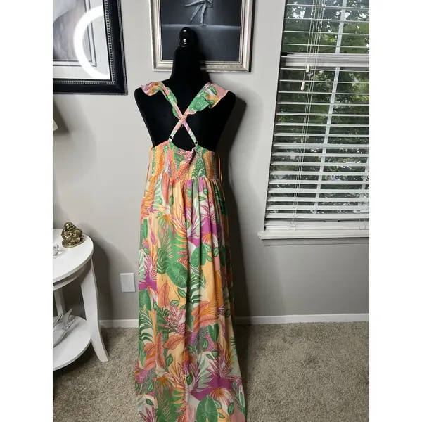 SKIES ARE BLUE Women's L Tropical Floral Maxi Dress Lined - Image 10