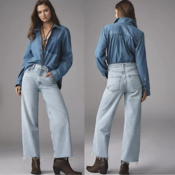 Agolde Ren High Rise Wide Leg Jeans Lightwash Capsule‎ Comfort Minimalist 28 - Image 2