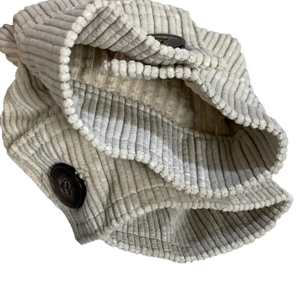 Corduroy Sherpa Lined Oversized Shacket Jacket M Button Up Soft Outerwear Beige - Image 5