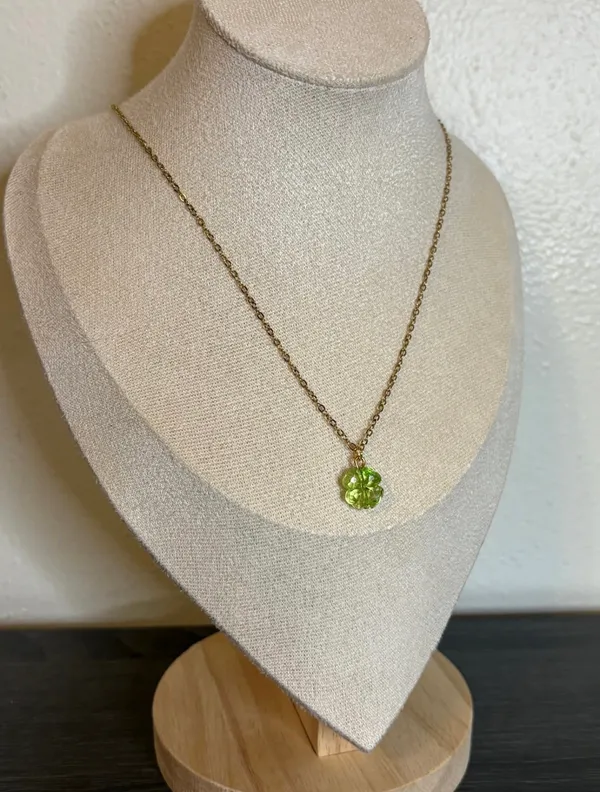 Handmade Gold Four Leaf Clover Necklace  - Image 3